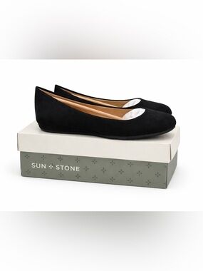 Sun + Stone Black Ballet Flats Elianaf Women’s 7.5 Wide NIB Comfort Slip-On